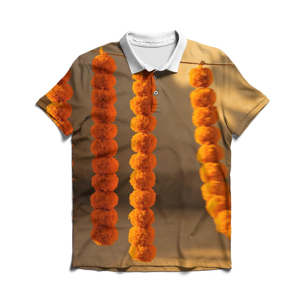 Marigold Garlands Drying On A Courtyard Line stylish collar polo tees