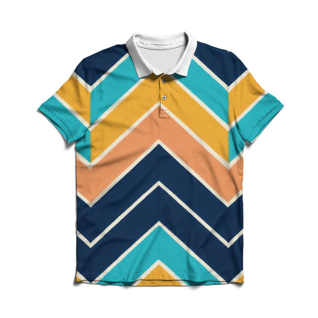 Accordion Chevron Meteor Trails embroidered polo tops