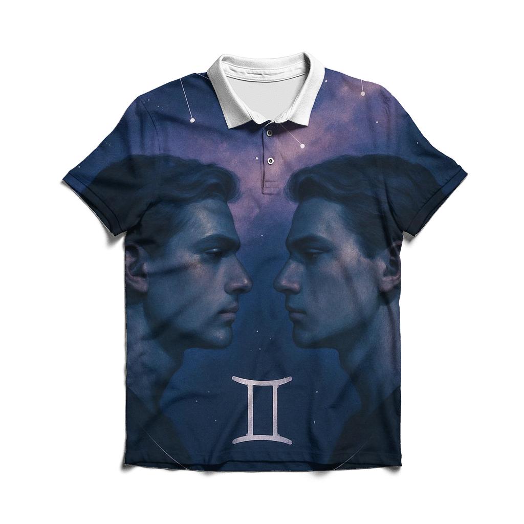 Gemini Mirror Twins Star Portrait designer slim fit polos