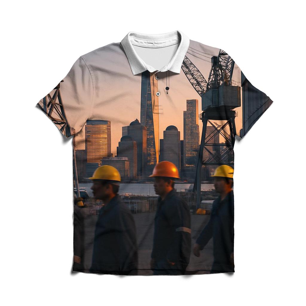 Brooklyn Navy Yard Shift Change Facing Lower Manhattan branded logo polo shirts