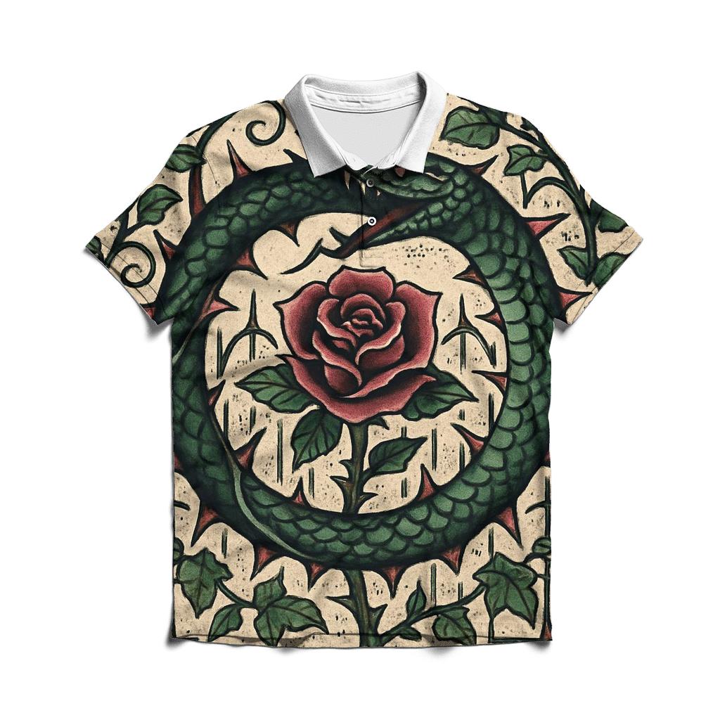 Ouroboros Garden Of Thorns And Roses custom polo shirts