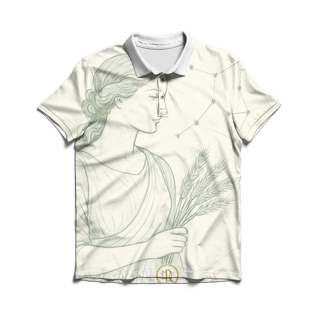 Virgo Harvest Maiden Celestial Grid stylish collar polo tees