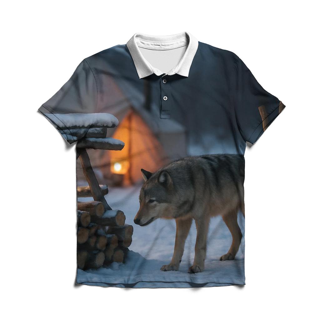 Cultural Coexistence At A Winter Fish Camp premium cotton polo shirts