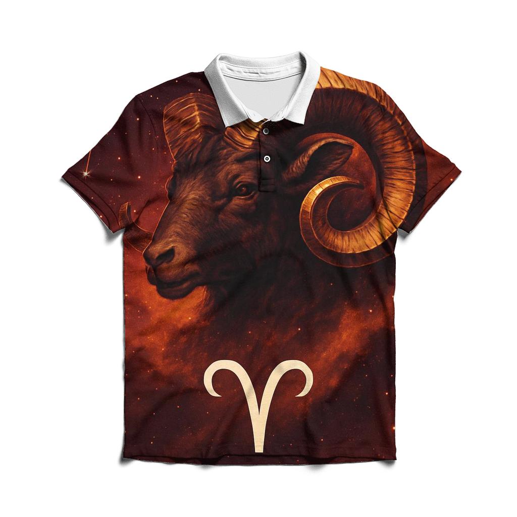 Aries Ram Spark Nebula Crest personalized polo shirts
