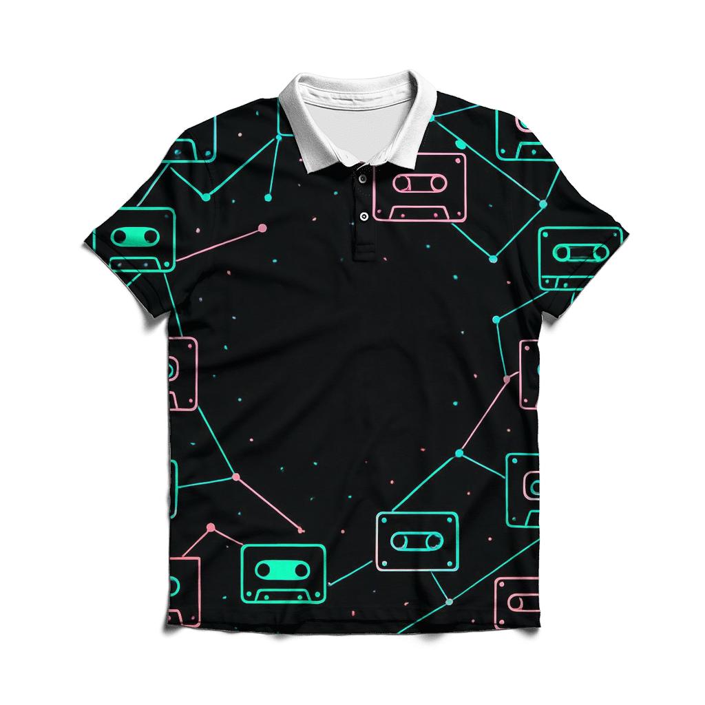 Neon Constellation Cassette Map stylish collar polo tees