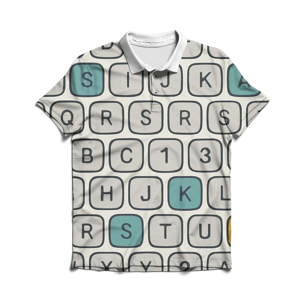 Funky Typewriter Key Grid branded logo polo shirts