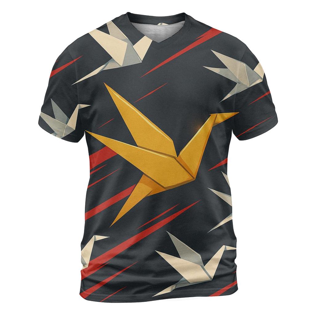 Kinetic Origami Crane Storm creative print fashion shirts