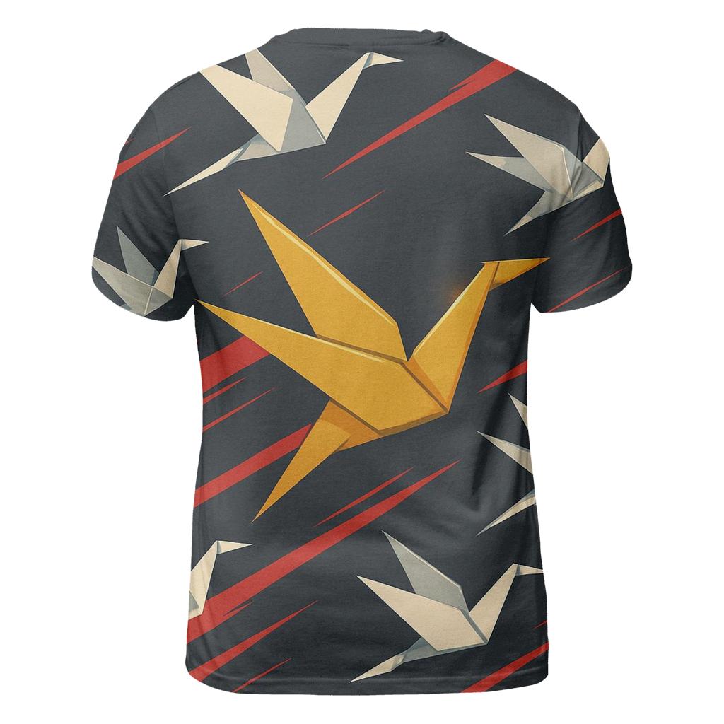 Kinetic Origami Crane Storm creative print fashion shirts