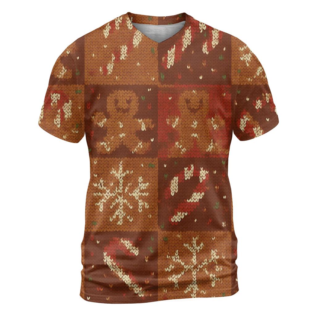 Gingerbread Meteor Shower Checker Design artistic all-over print tops
