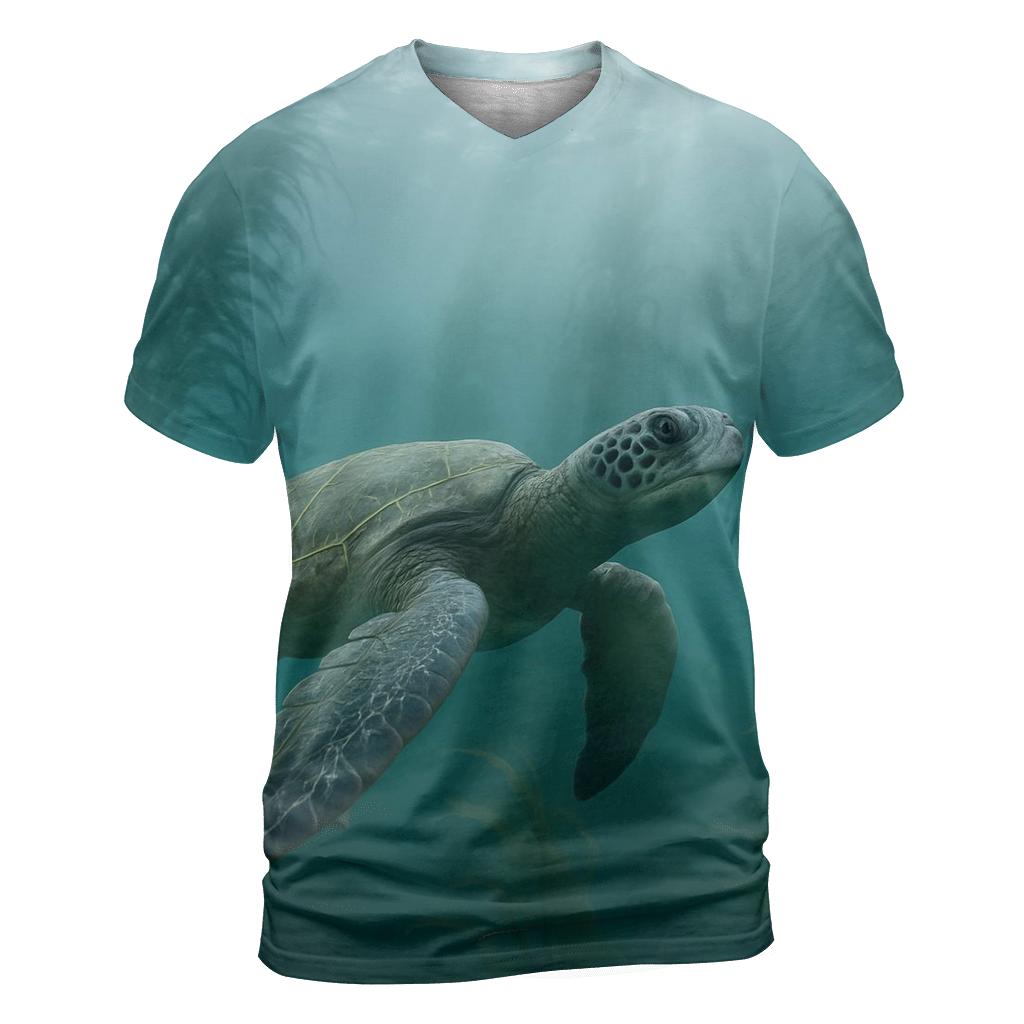 Kelp Forest Glide Green Sea Turtle trendy printed shirt styles