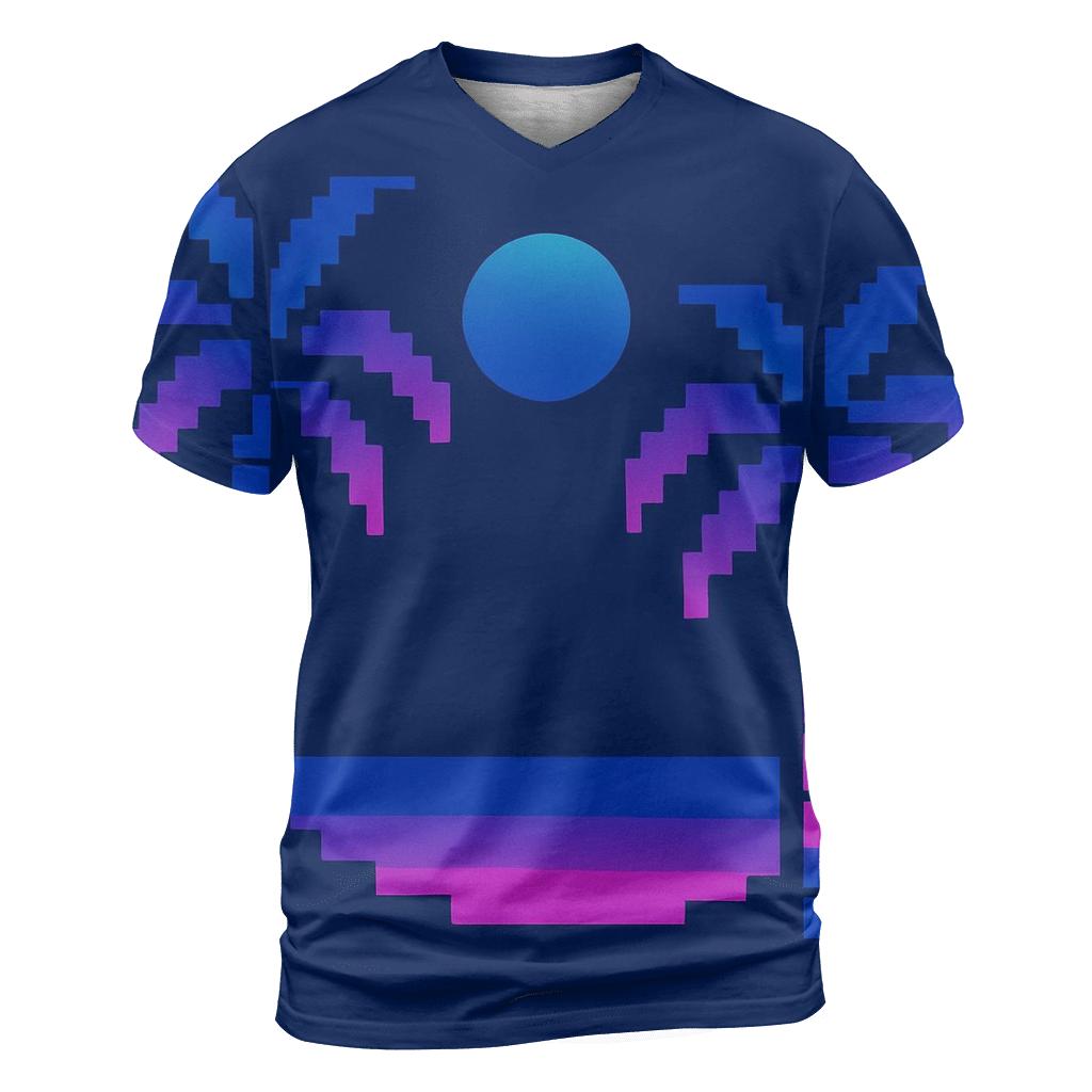 Miami Night Palm Silhouette Blocks artistic all-over print tops