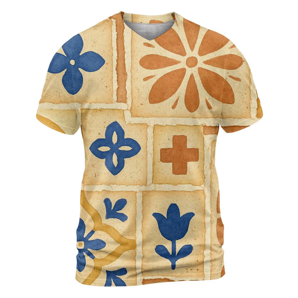 Sunlit Ceramic Tile Collage statement graphic shirts