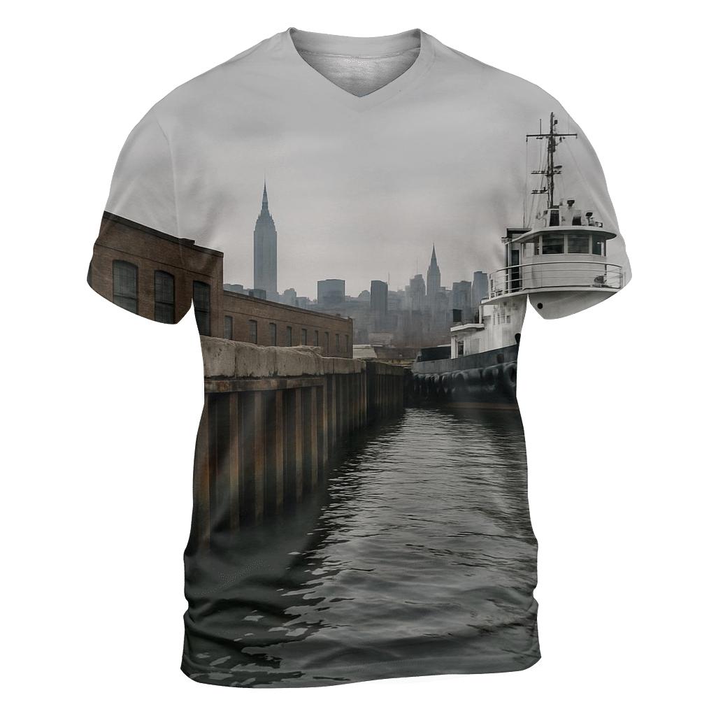 Newtown Creek Industrial Foreground Skyline Beyond trendy printed shirt styles