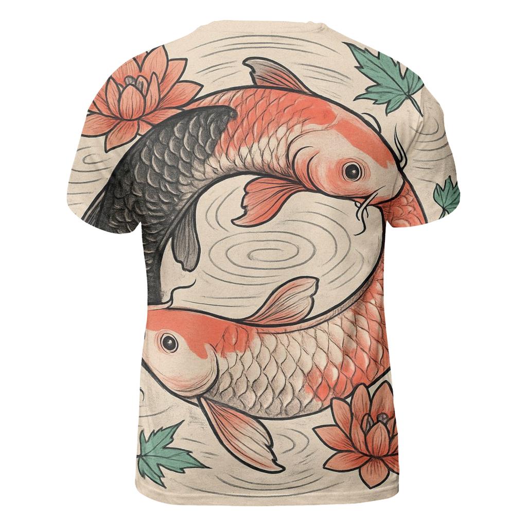 Ouroboros Koi Spiral In Still Water artistic all-over print tops