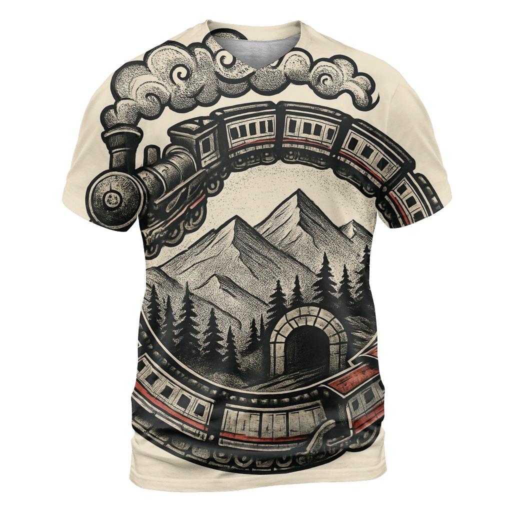 Ouroboros Mountain Train Loop creative print fashion shirts
