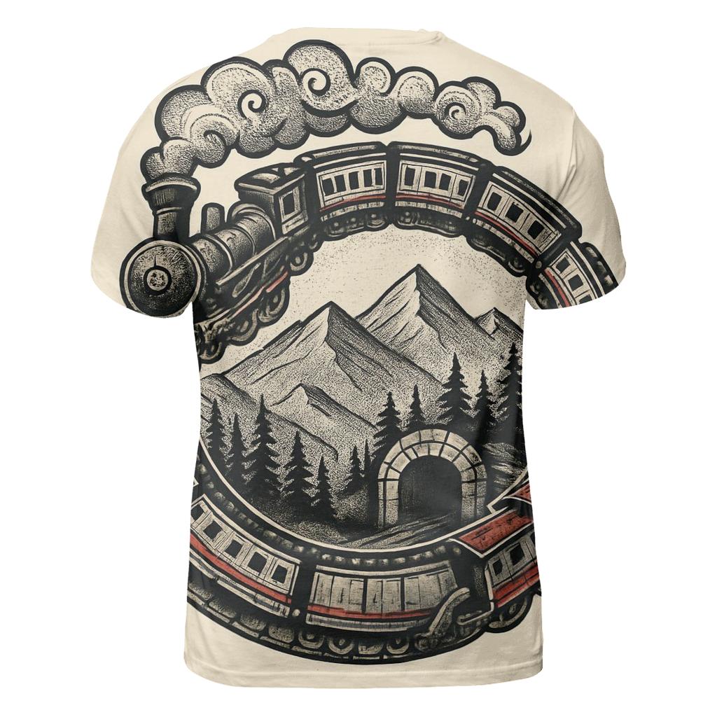 Ouroboros Mountain Train Loop creative print fashion shirts