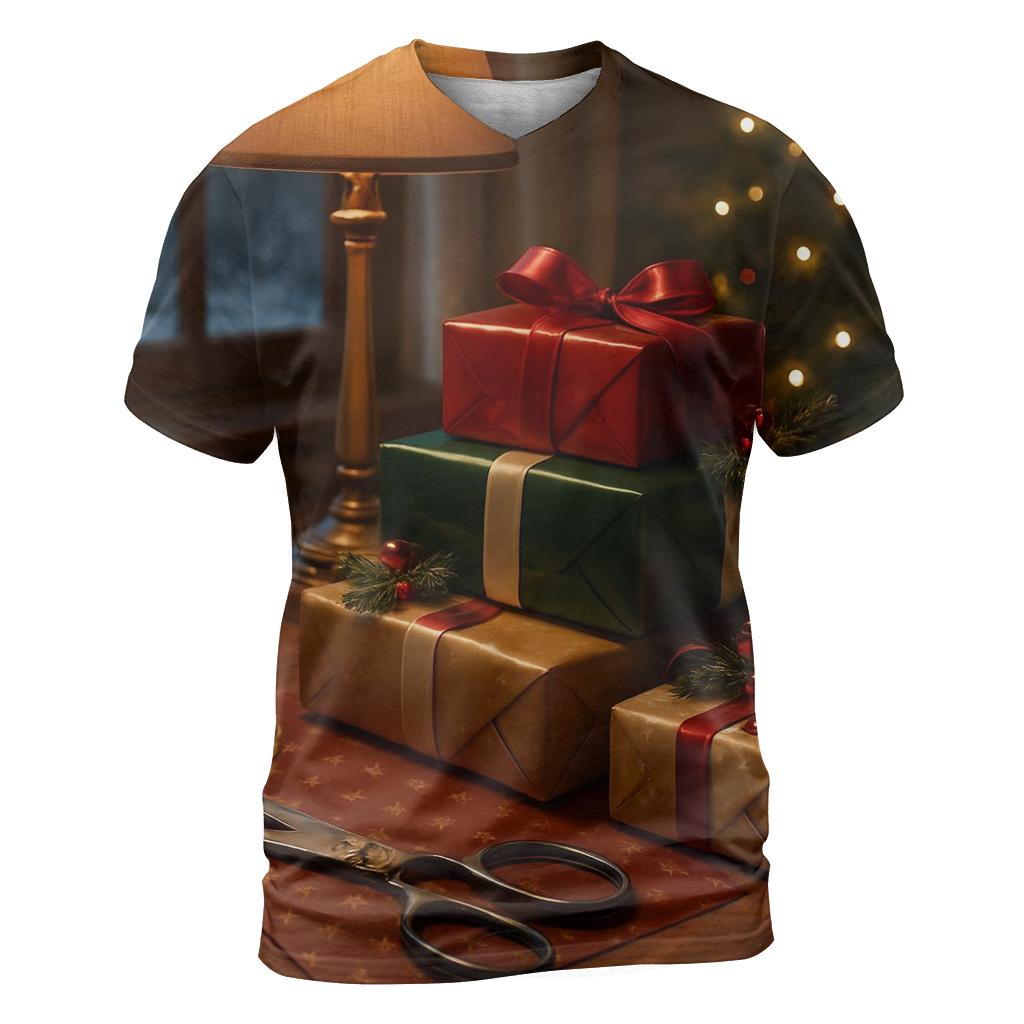 Gift Wrap Table With Ribbon Curls designer pattern shirts