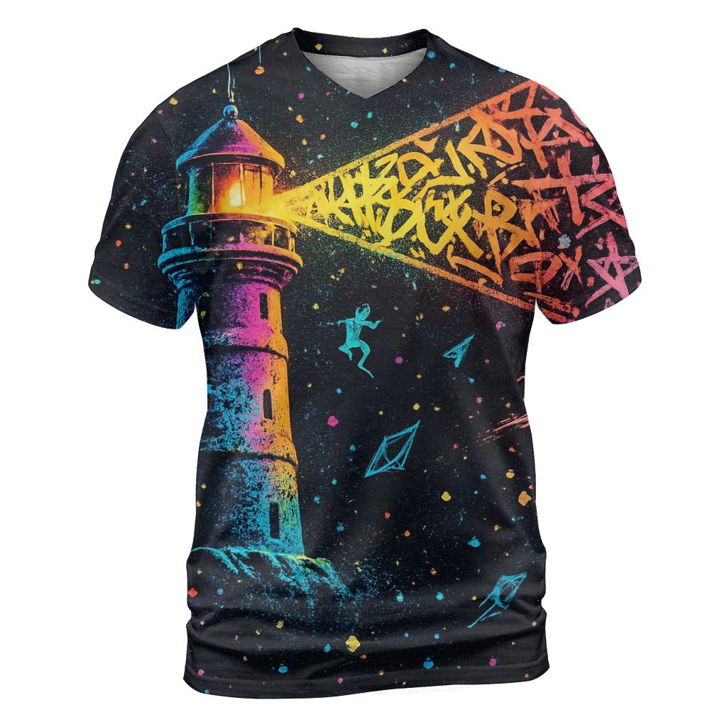 Graffiti Lighthouse In The Void statement graphic shirts