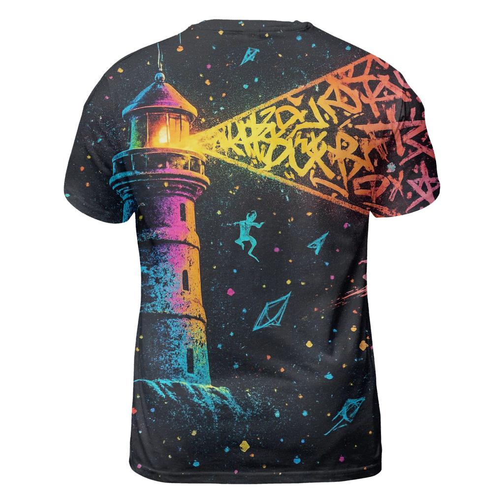 Graffiti Lighthouse In The Void statement graphic shirts