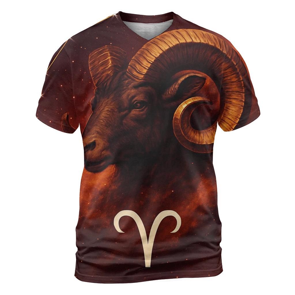 Aries Ram Spark Nebula Crest creative print fashion shirts