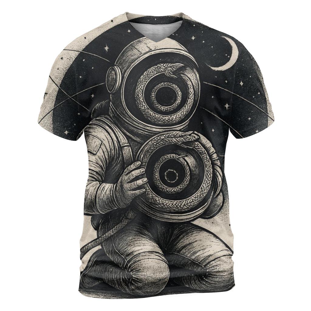 Ouroboros Astronaut Helmet Reflection Loop creative print fashion shirts