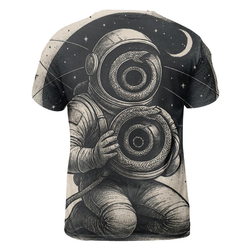 Ouroboros Astronaut Helmet Reflection Loop creative print fashion shirts