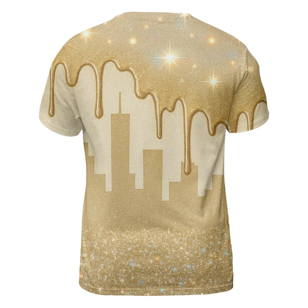 Golden Holo Drip Skyline designer pattern shirts