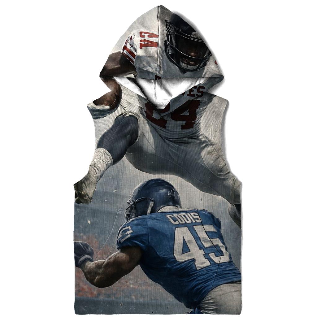 Frozen Time Hurdle Over The Linebacker graphic hoodies