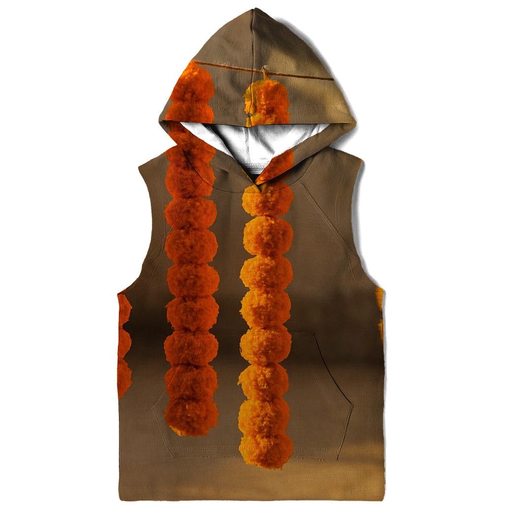 Marigold Garlands Drying On A Courtyard Line graphic hoodies