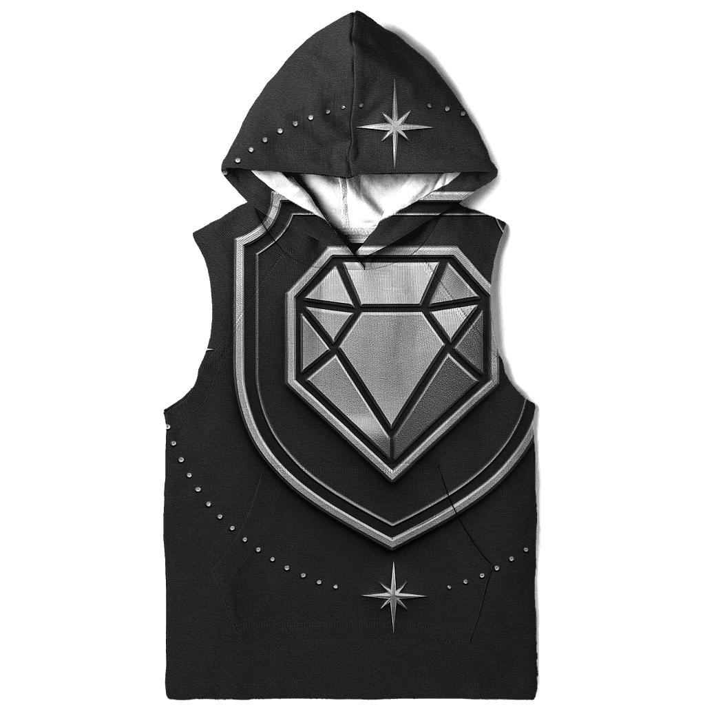 Charcoal Halo Facet Crest printed hoodies
