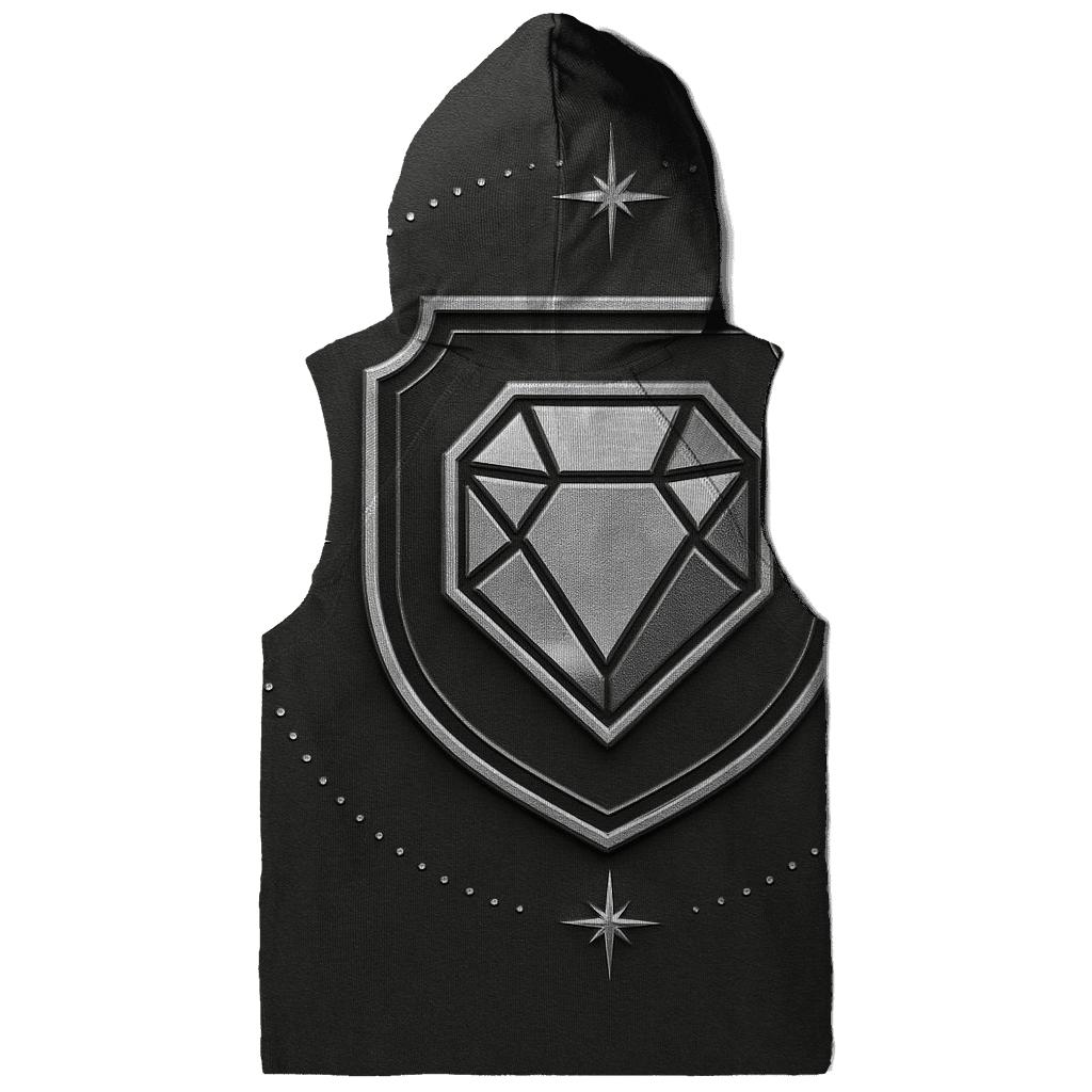 Charcoal Halo Facet Crest printed hoodies