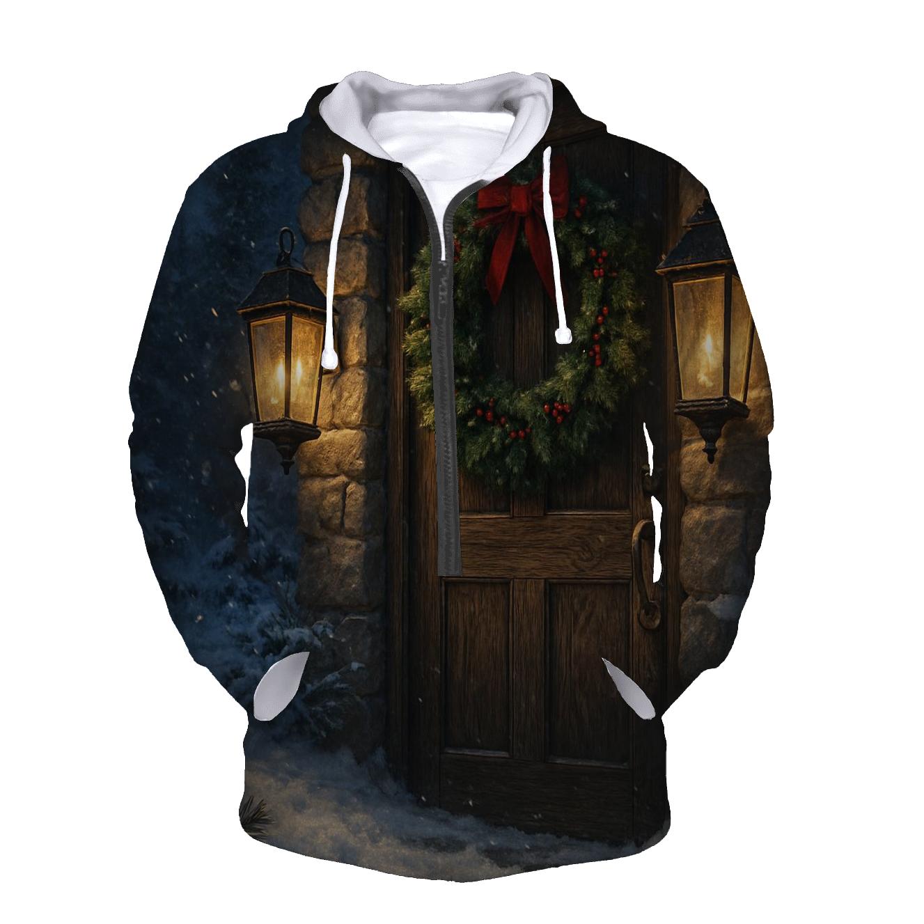 Candlelit Wreath On The Frosted Door custom hoodies