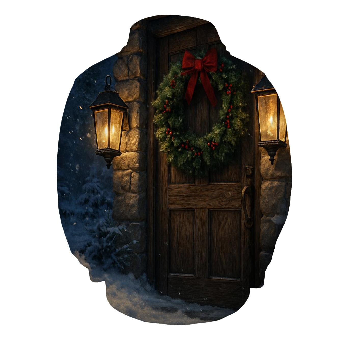 Candlelit Wreath On The Frosted Door custom hoodies