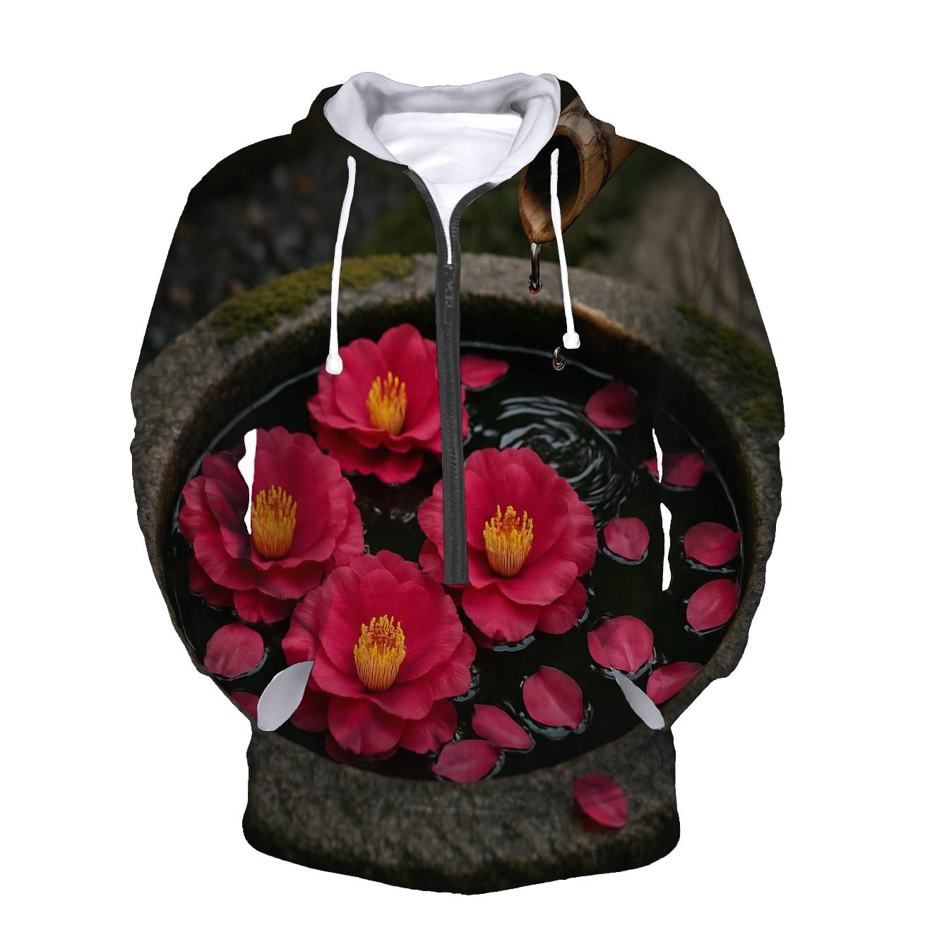 Camellia Petals Floating In A Stone Tsukubai Basin hoodie designs