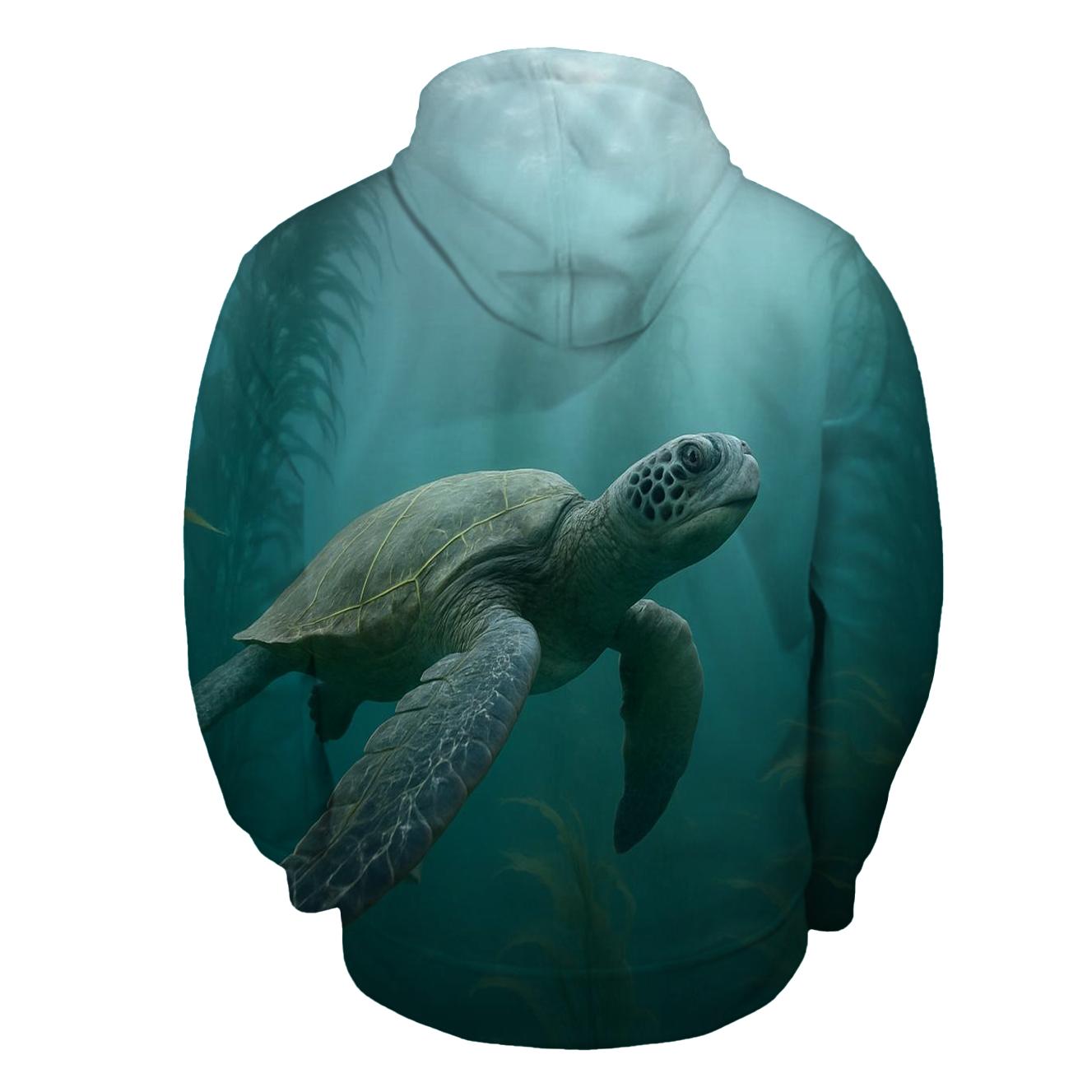 Kelp Forest Glide Green Sea Turtle graphic hoodies