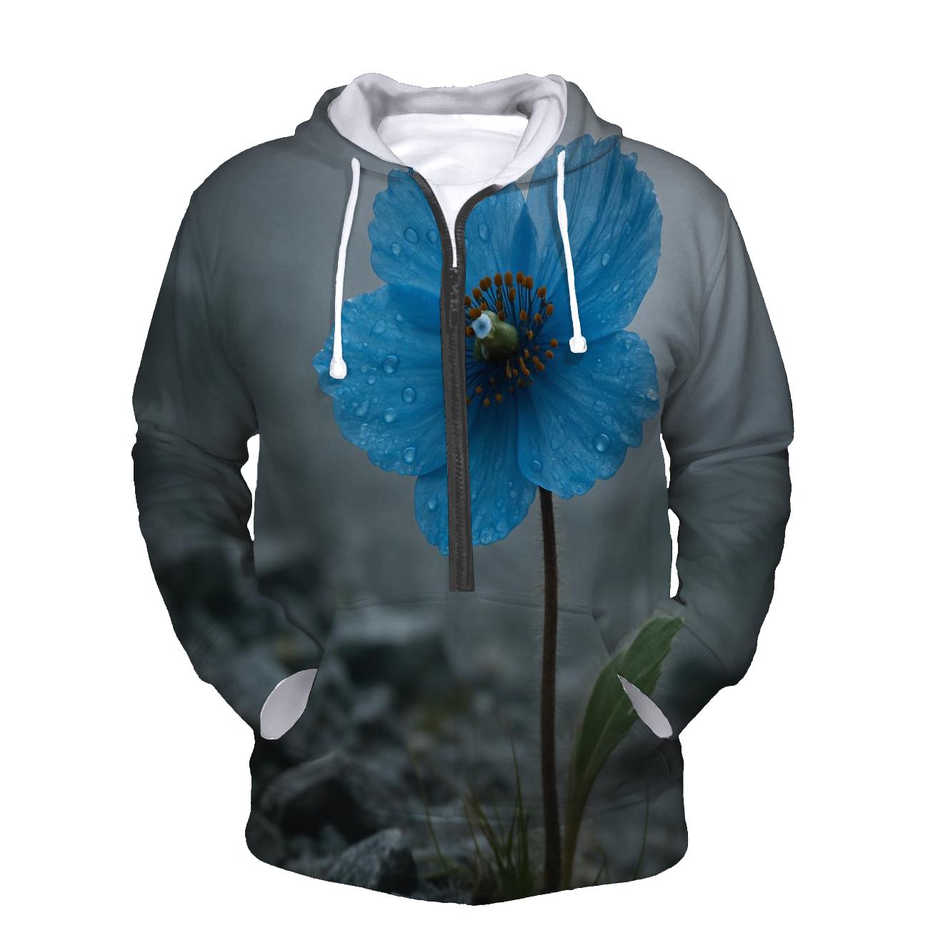 Himalayan Blue Poppy In Misty Alpine Scree hoodie designs