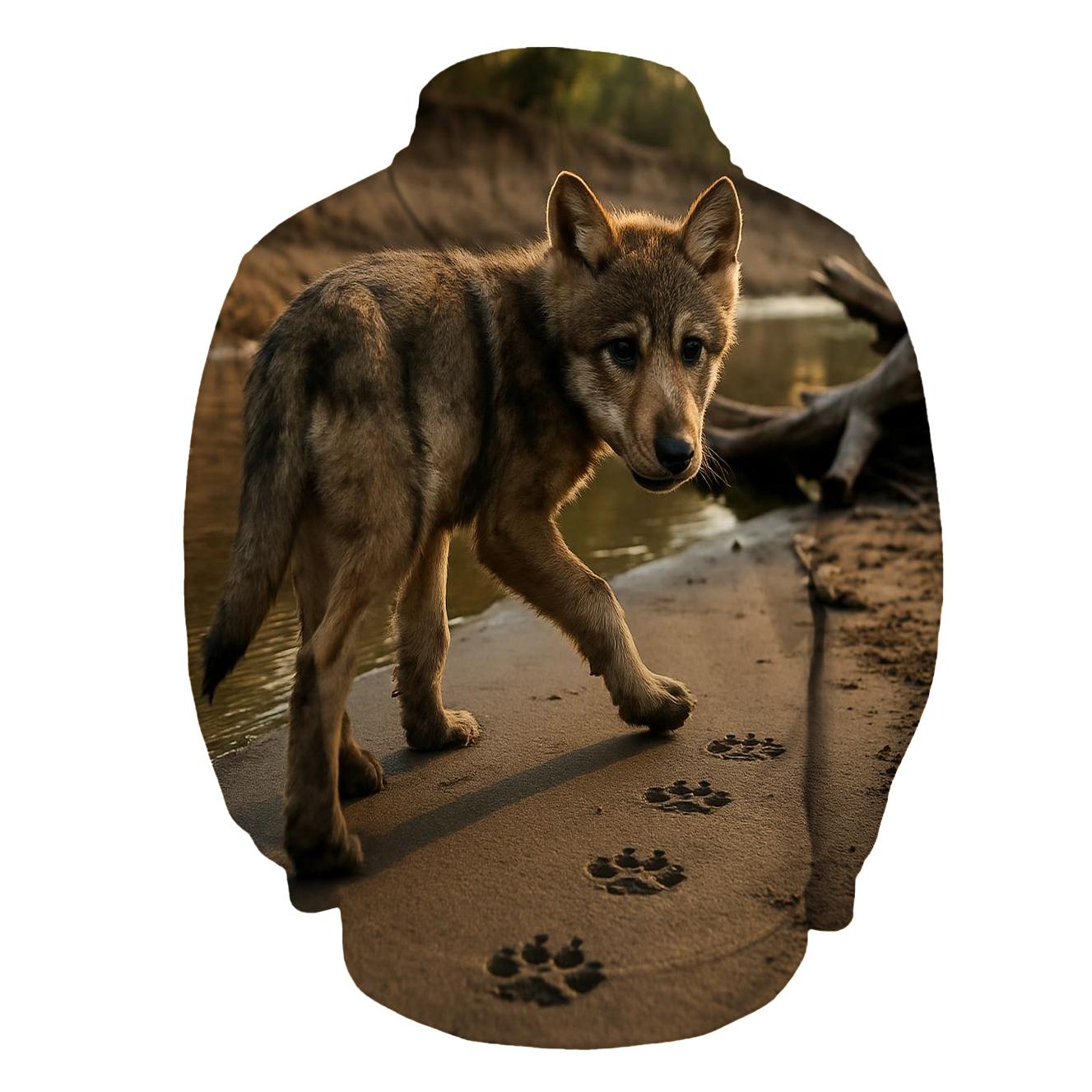 Pup Track Survey Along A River Cutbank zip-up hoodies