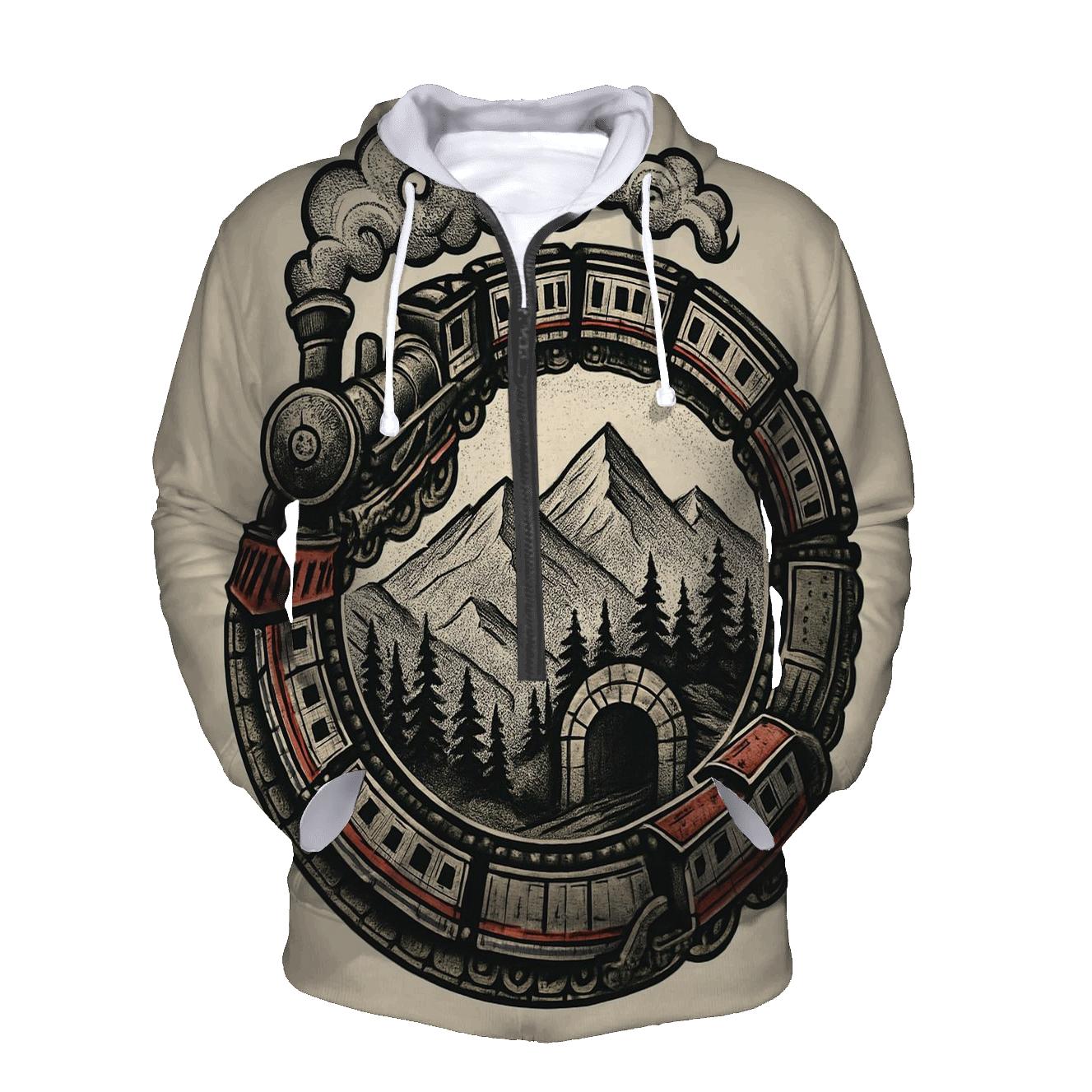 Ouroboros Mountain Train Loop embroidered hoodies
