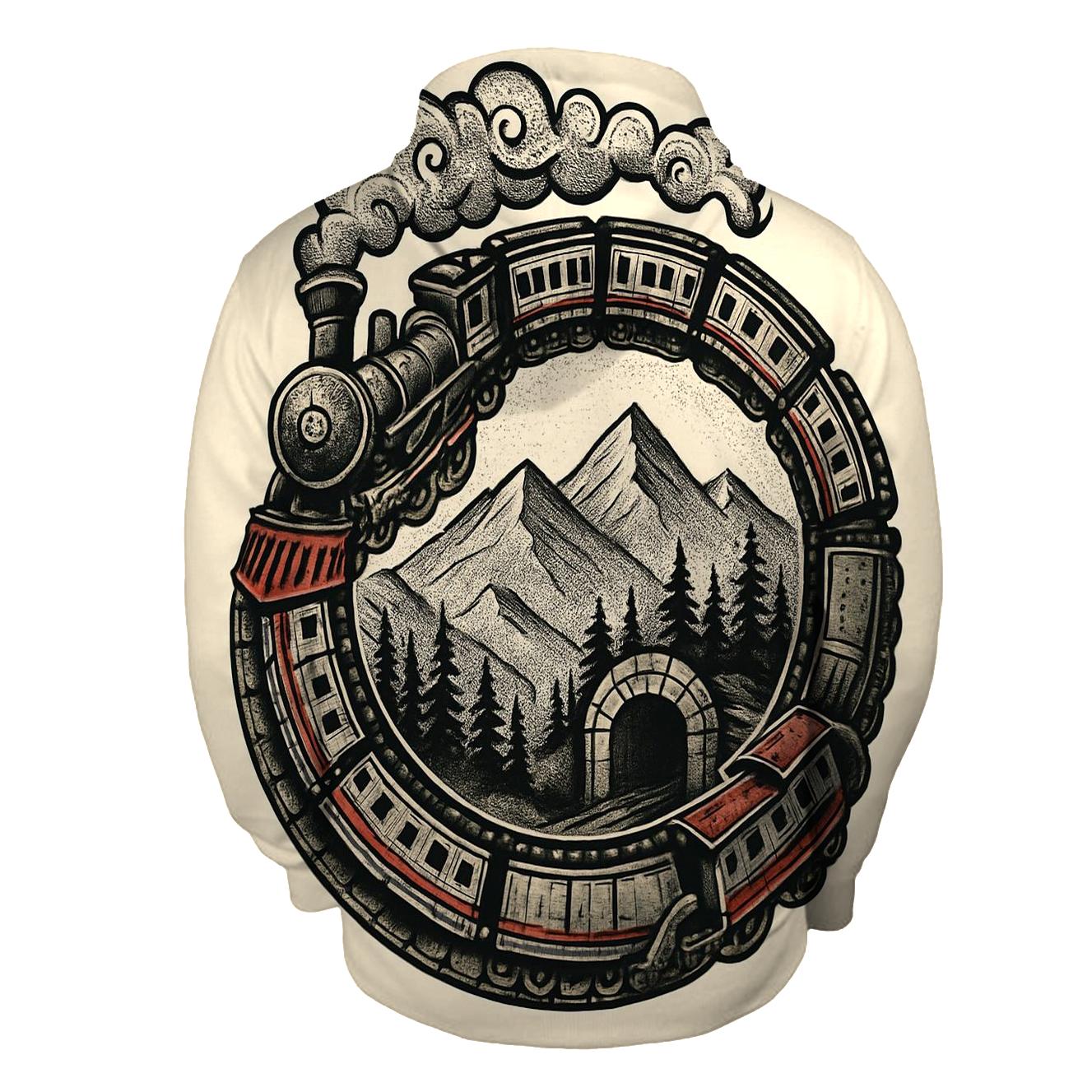 Ouroboros Mountain Train Loop embroidered hoodies