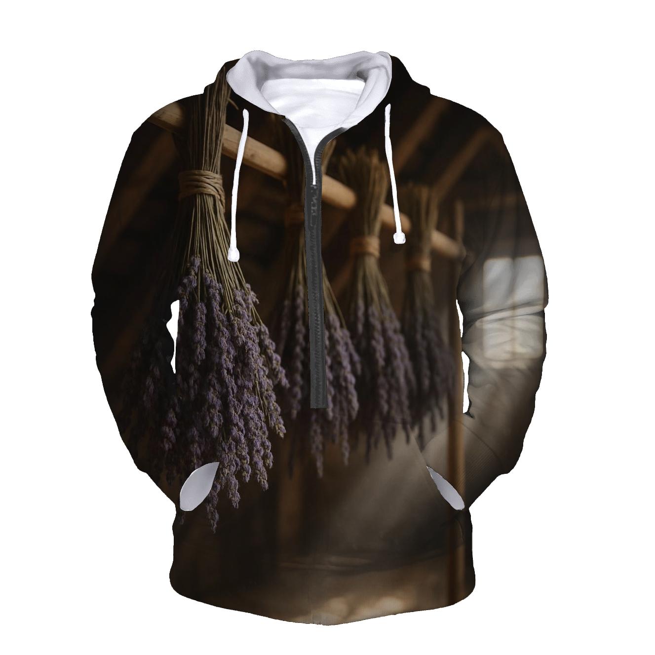 Lavender Bundles Curing On A Rustic Attic Rack lightweight hoodies