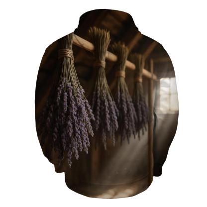 Lavender Bundles Curing On A Rustic Attic Rack lightweight hoodies