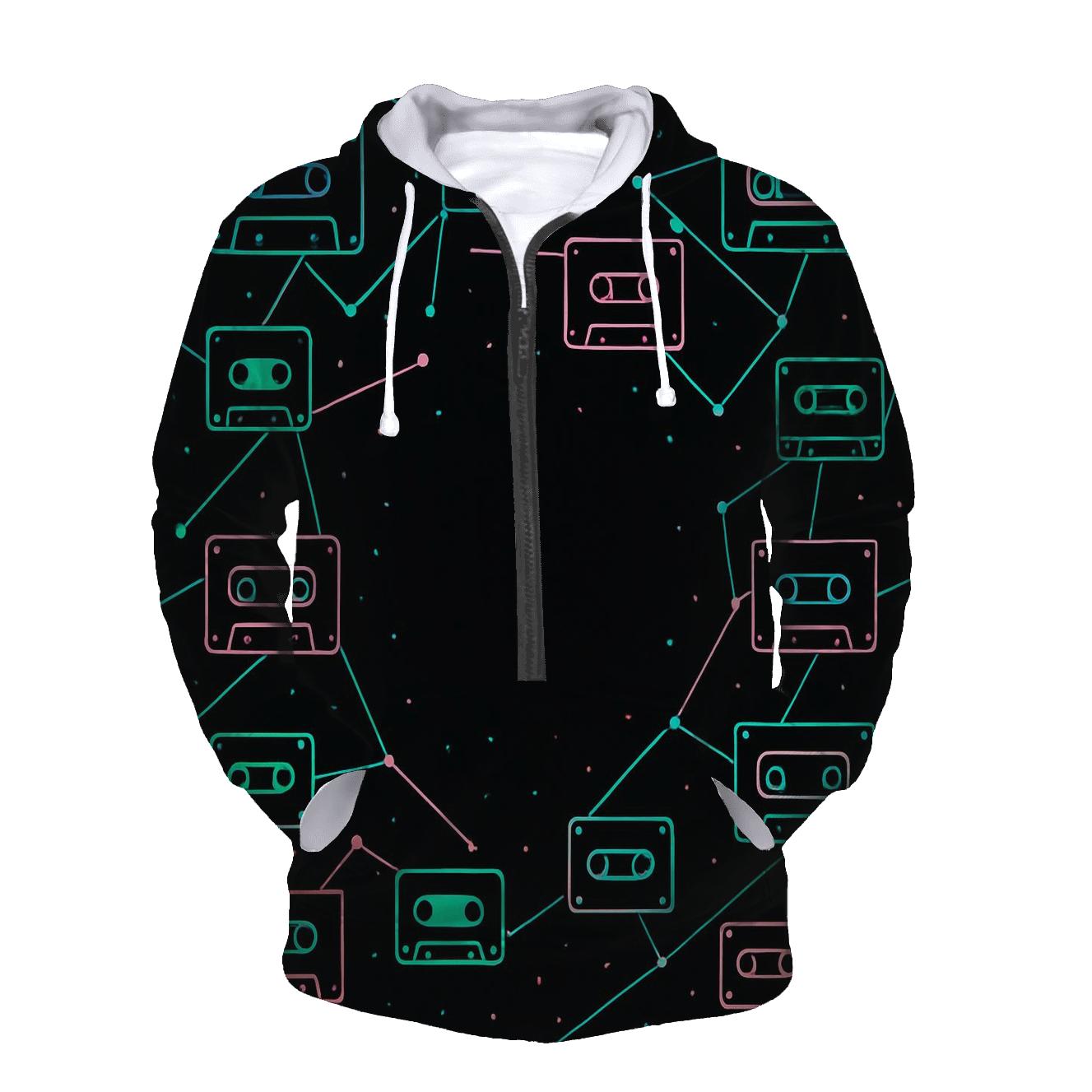 Neon Constellation Cassette Map zip-up hoodies