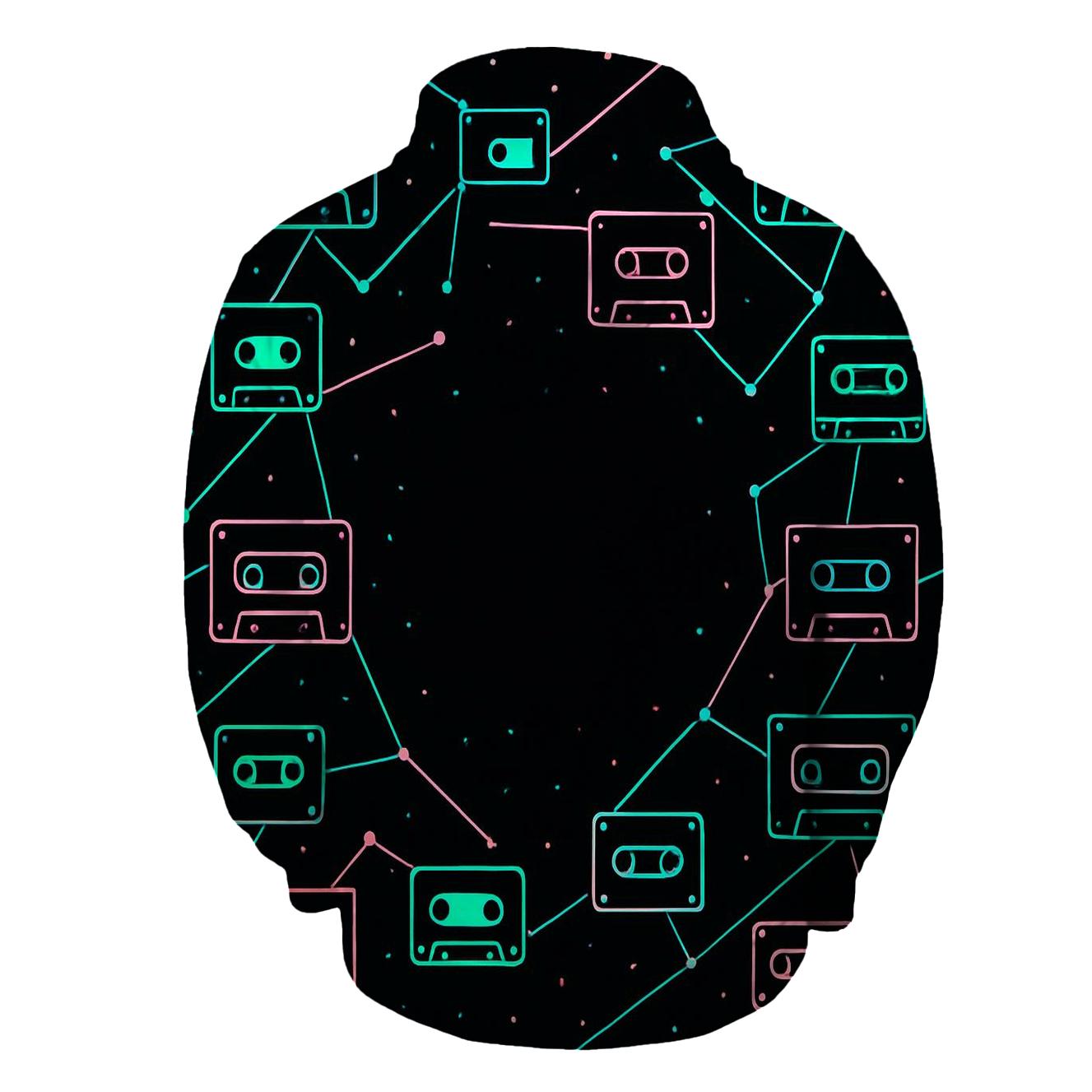 Neon Constellation Cassette Map zip-up hoodies