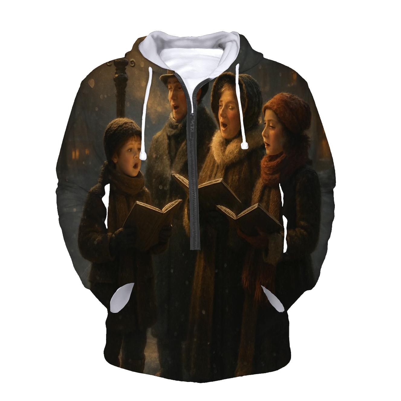Midnight Carolers Beneath The Old Lamppost embroidered hoodies