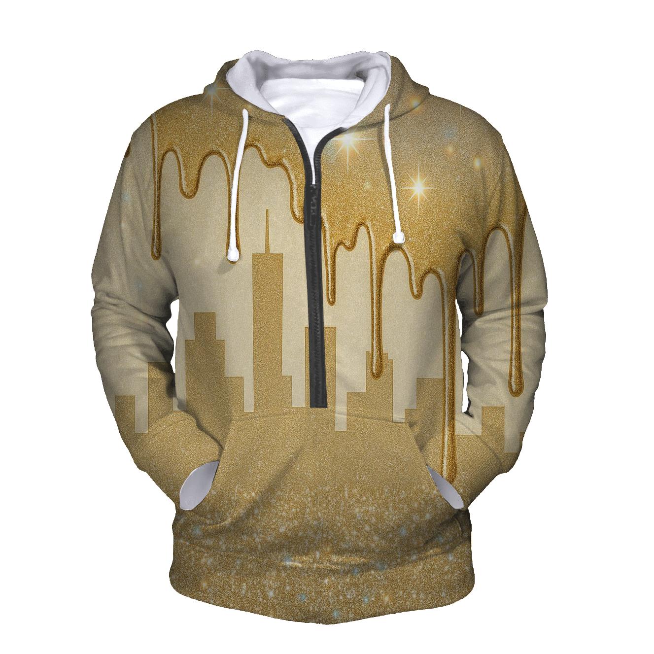 Golden Holo Drip Skyline printed hoodies