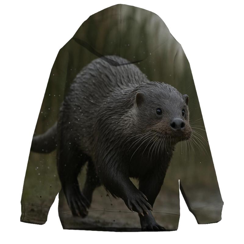 Riverine Sprint Eurasian Otter designer hoodies