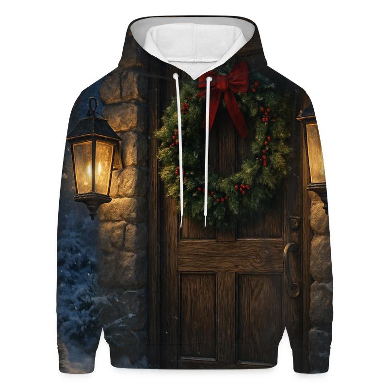 Candlelit Wreath On The Frosted Door hoodies fashion