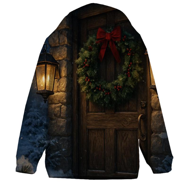 Candlelit Wreath On The Frosted Door hoodies fashion