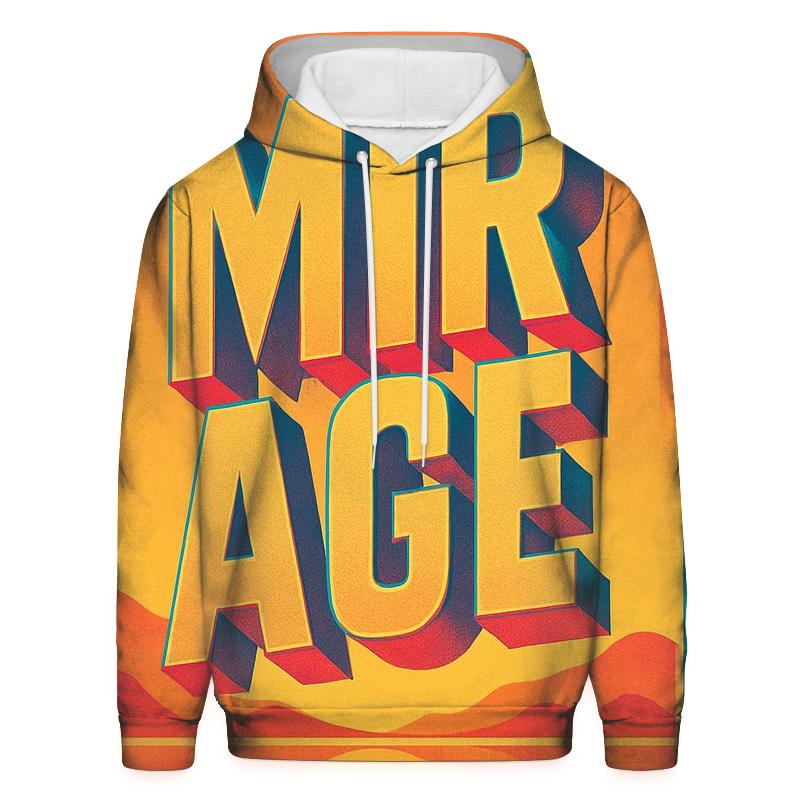Prismatic Desert Mirage Typography embroidered hoodies