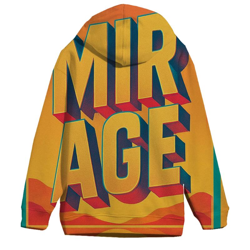 Prismatic Desert Mirage Typography embroidered hoodies